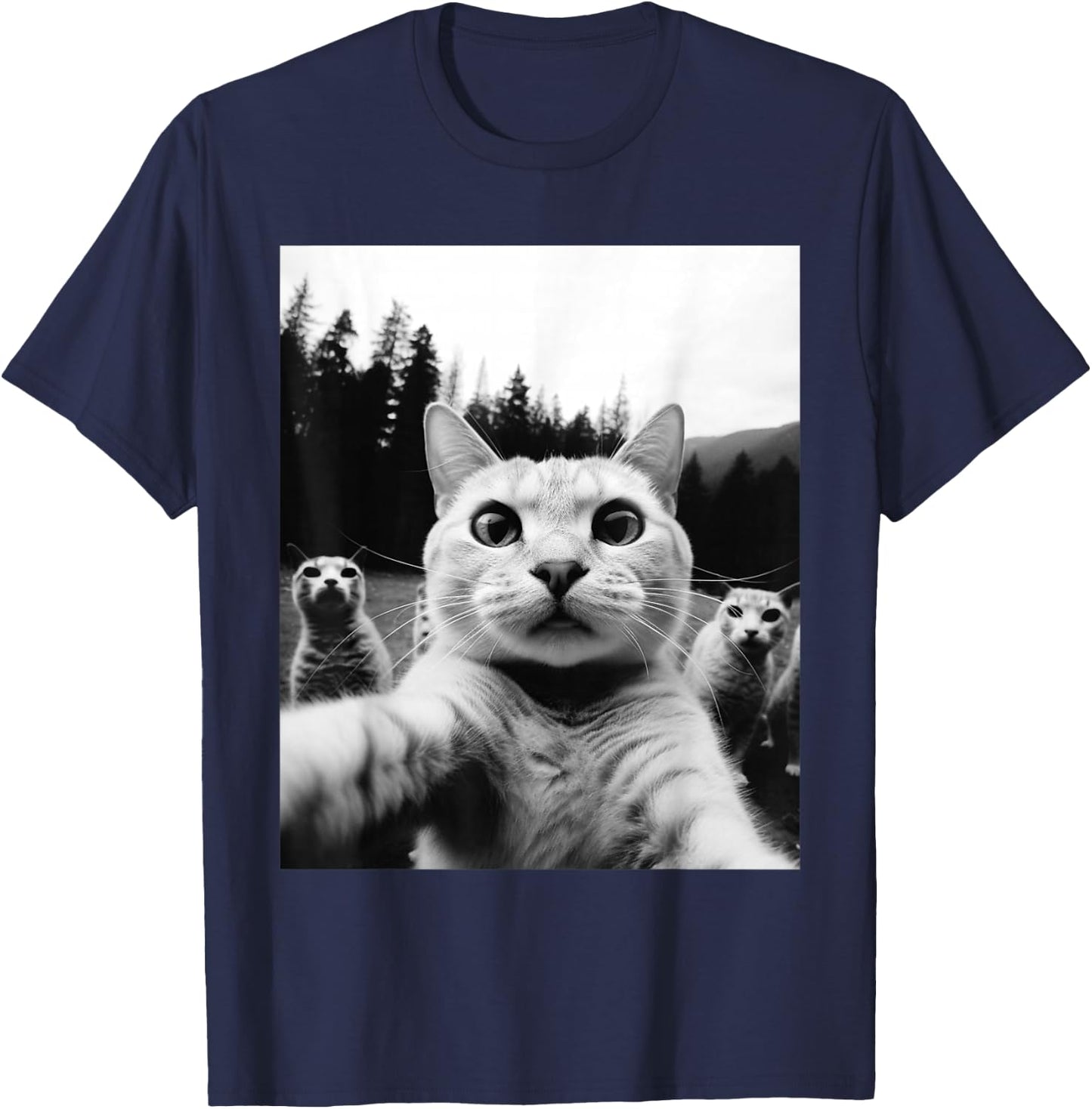 Cat Funny Cat Selfie Cat Owner Shirt Fun , black T-Shirt - T-Shirt | Navy
