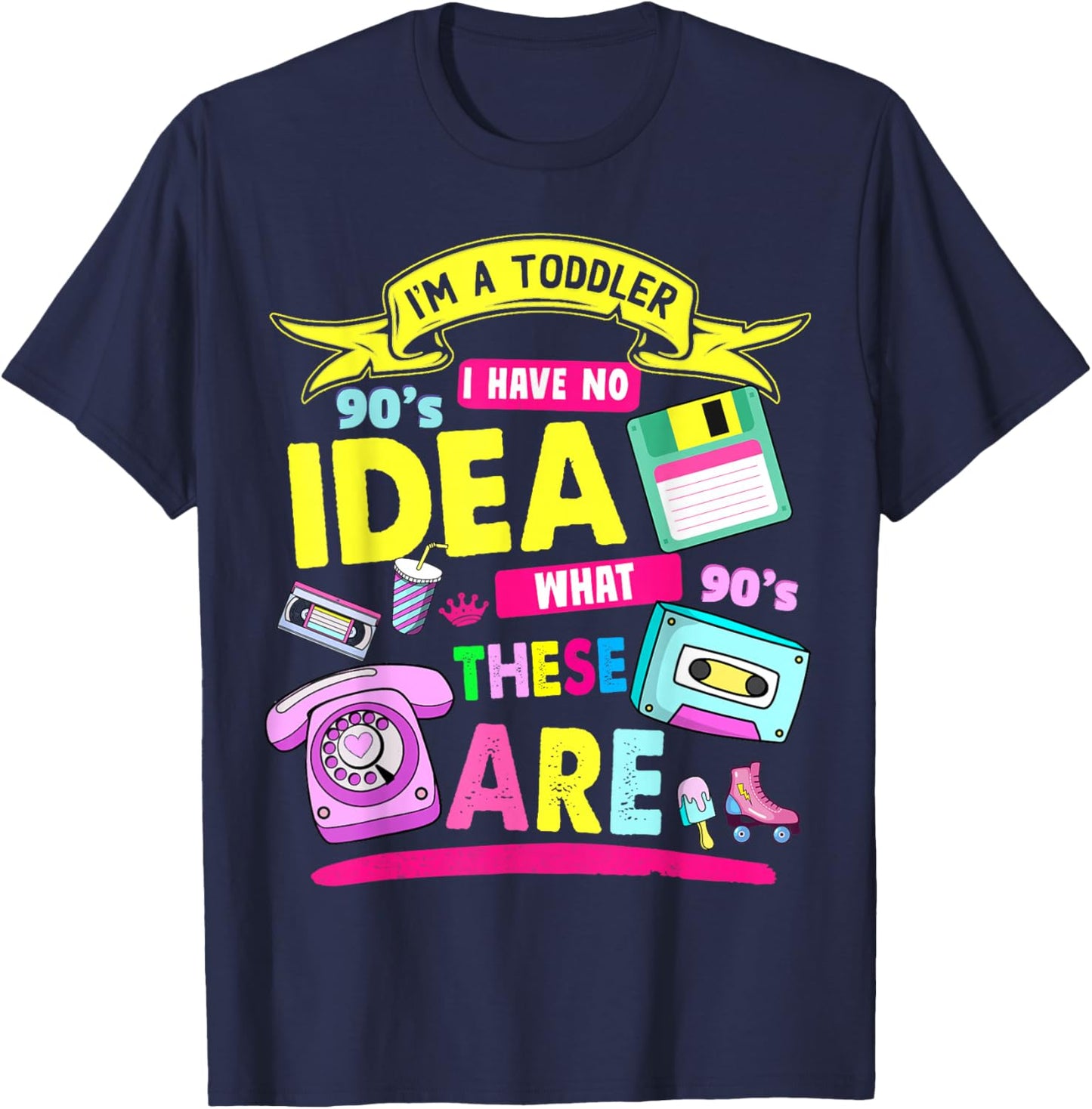 90s Outfit Ideas for Toddlers & 90s Theme Children 90s Nostalgia , black T-Shirt - T-Shirt | Navy