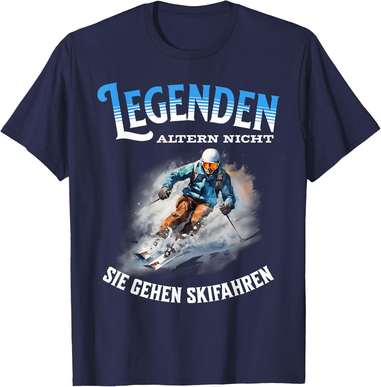 Legends Don't Age They Go Skiing , black T-Shirt - T-Shirt | Navy