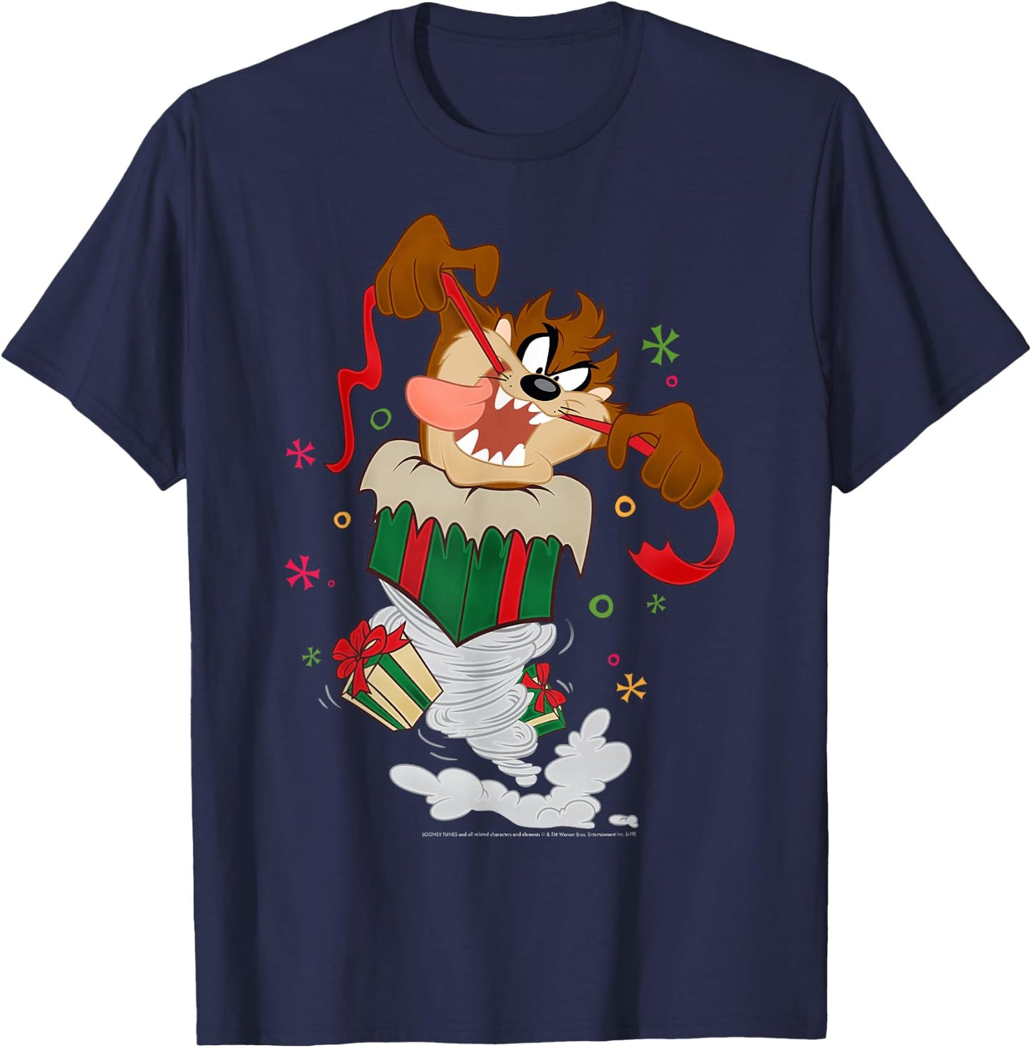 Looney Tunes Christmas Taz Twister Presents T-Shirt - T-Shirt | Navy