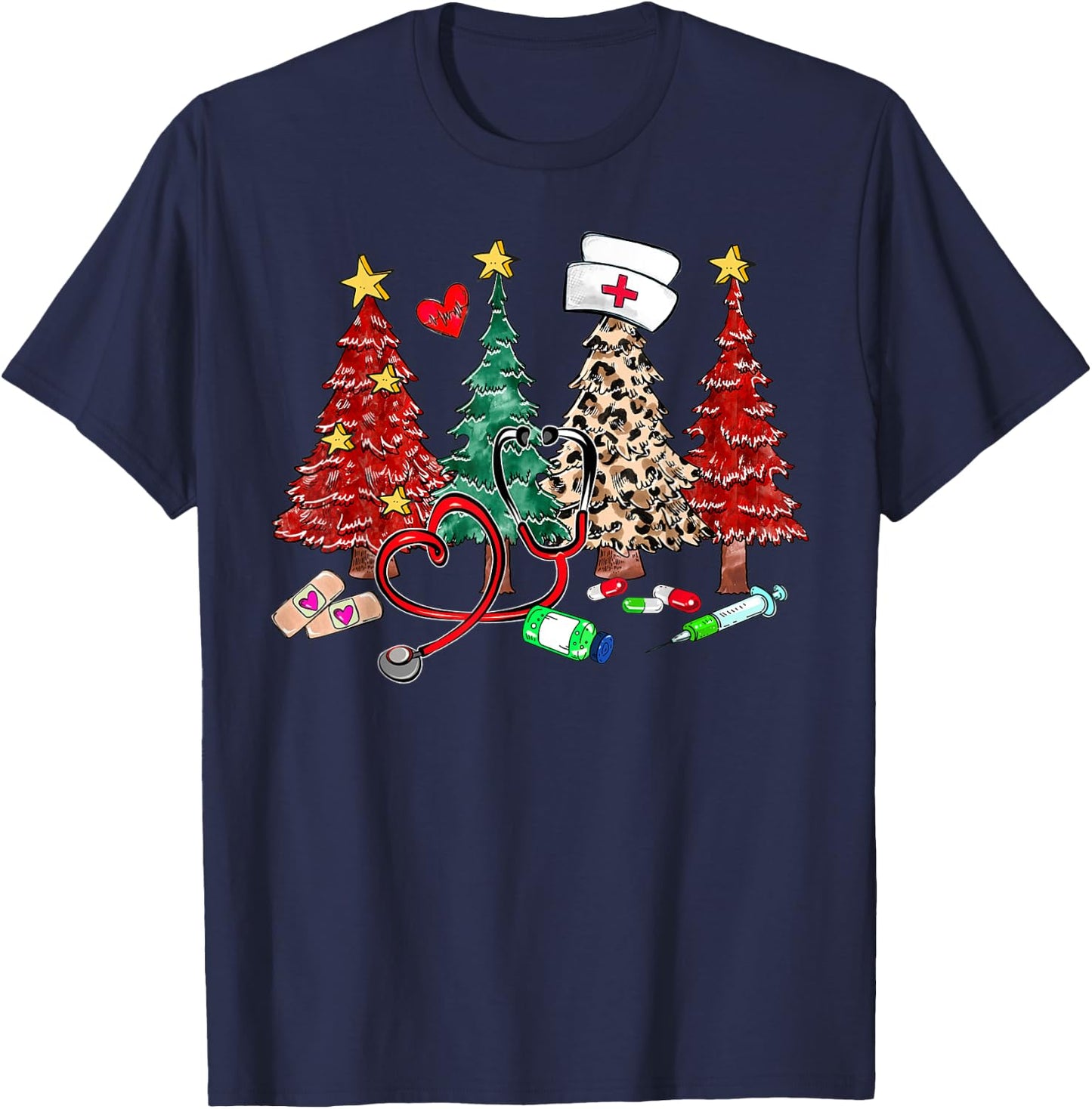 Christmas Nurse , Nurse Christmas Shirt Gift T-Shirt - T-Shirt | Navy
