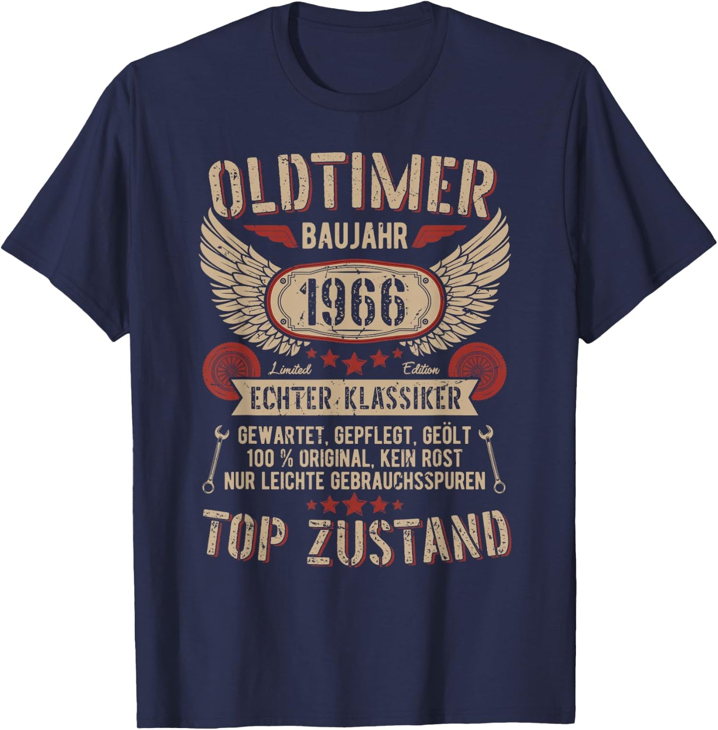 Oldtimer Baujahr 1966 Geboren Vintage Birthday Retro T-Shirt - T-Shirt | Navy