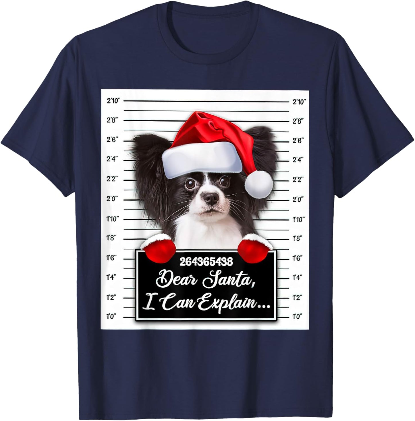 Dear Santa I Can Explain Funny Christmas Papillon Xmas T-Shirt - T-Shirt | Navy