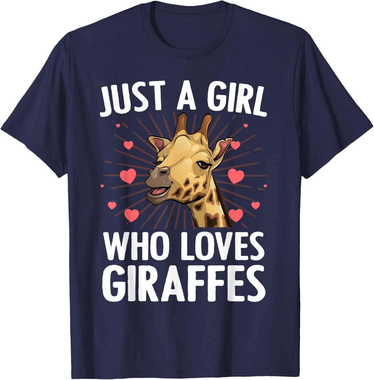 Funny Giraffe Design Girls Safari Giraffe Lovers T-Shirt - T-Shirt | Navy