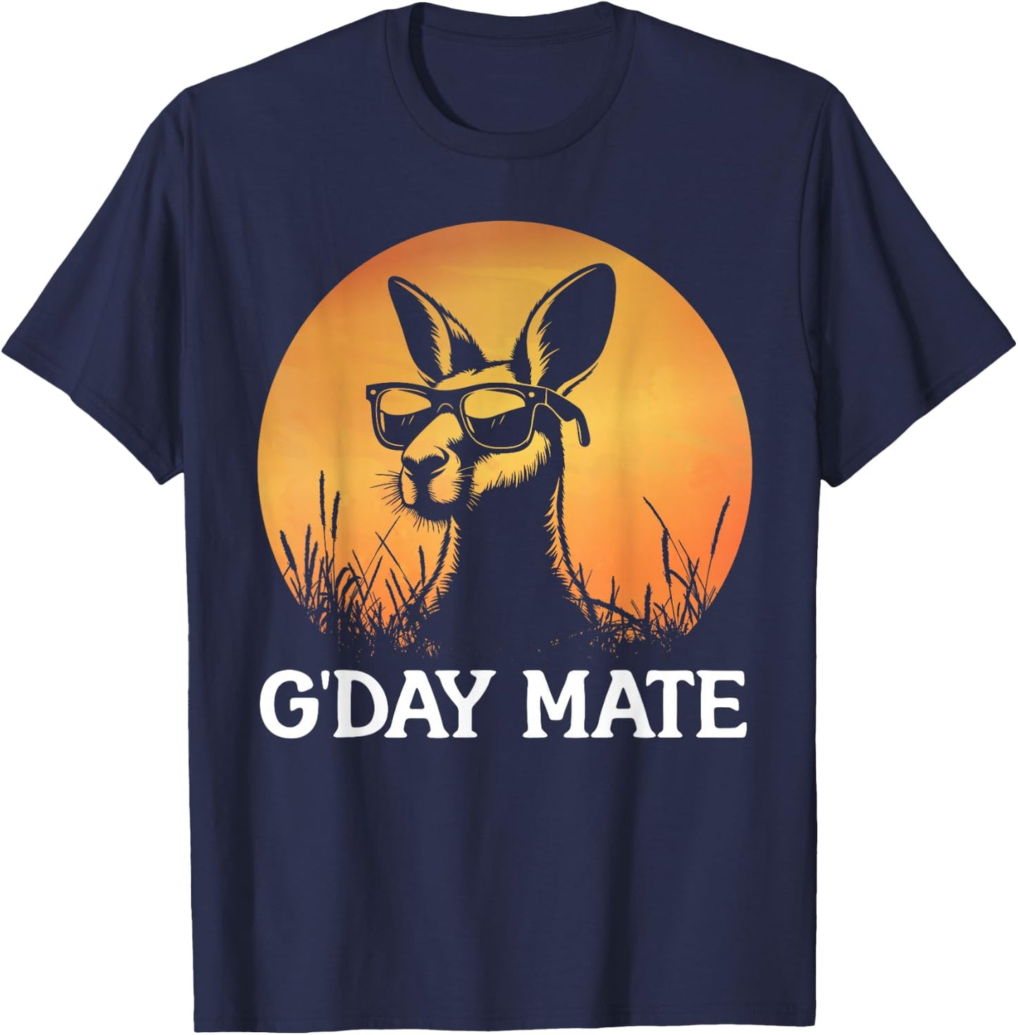 Funny Kangaroo With Sunglasses Sunset Australia G'Day Mate T-Shirt - T-Shirt | Navy
