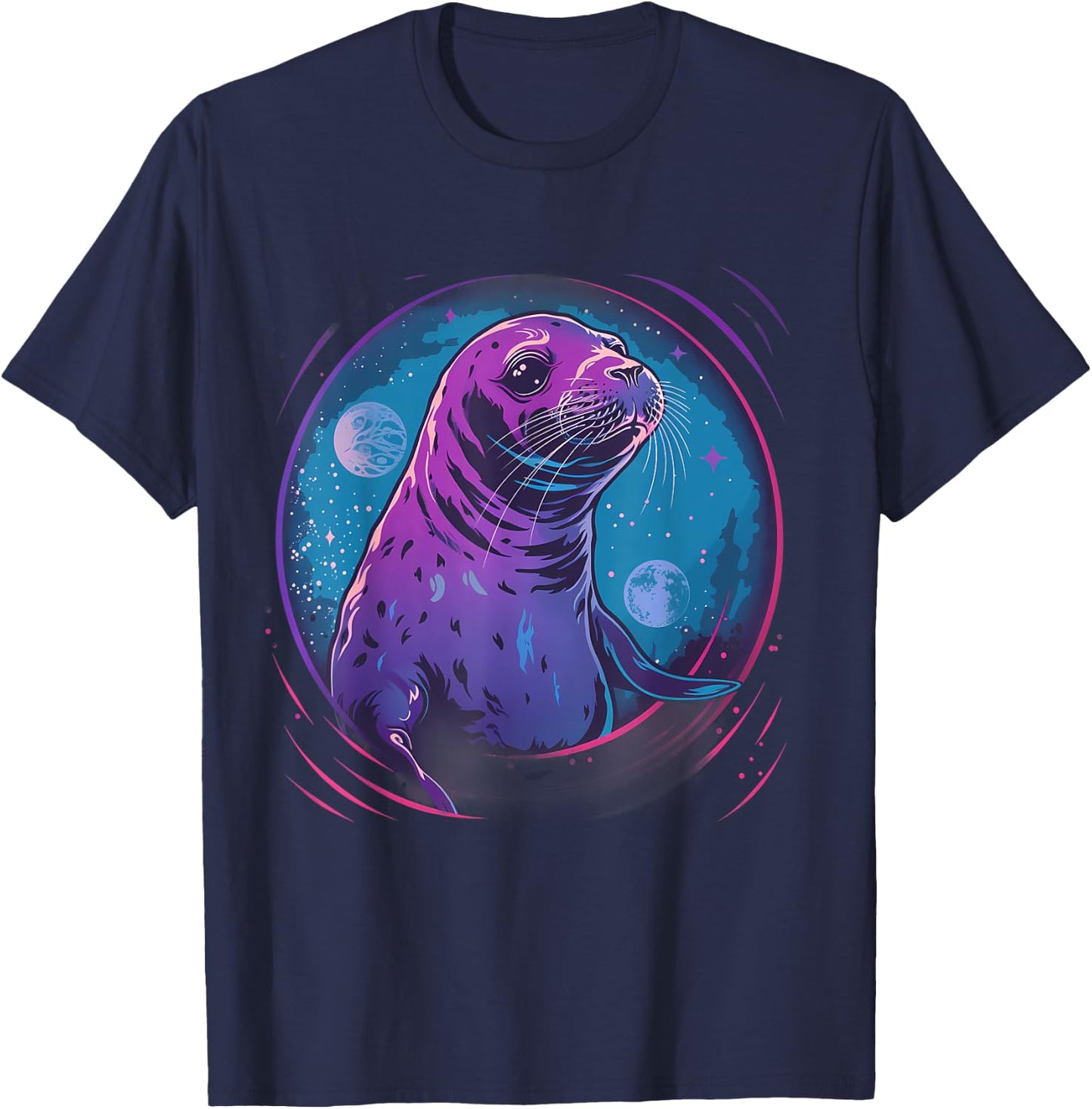 Seal Sea Ocean Animal Lover Artwork Motif Marine Mammal T-Shirt - T-Shirt | Navy