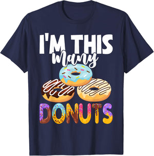 Cute Donut 3rd Birthday I'm This Many Donuts 3-Year-Old T-Shirt - T-Shirt | Navy