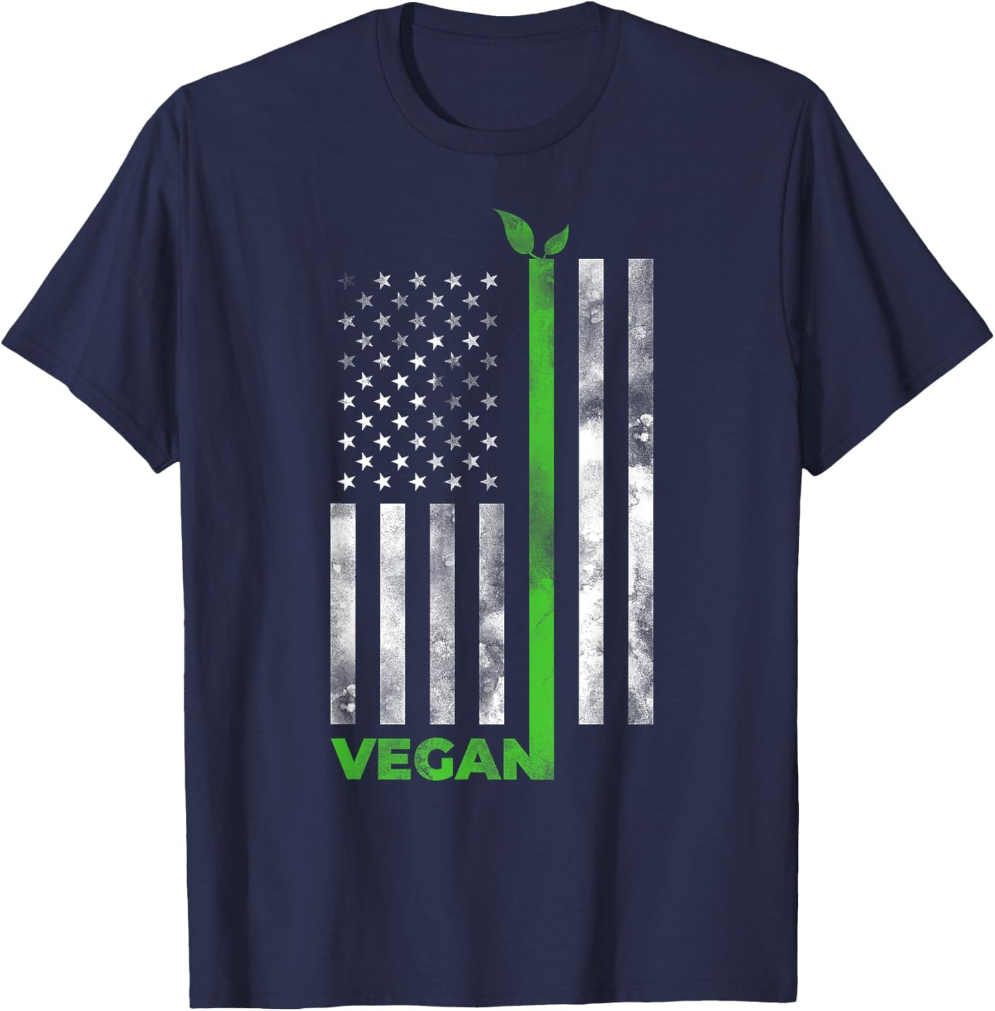 Vegan USA American Flag | Vegetarian Farming Shirt Men T-Shirt - T-Shirt | Navy