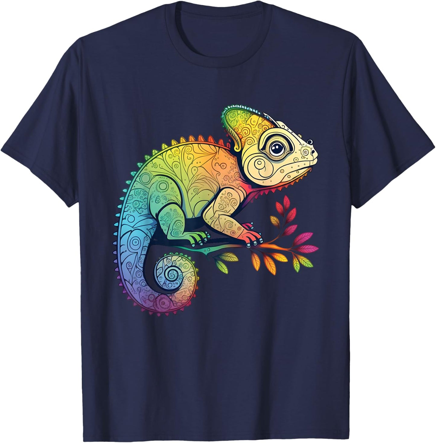 Colorful Chameleon Camouflage Rainforest Chameleon Lizard T-Shirt - T-Shirt | Navy