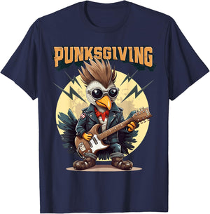 Punksgiving - Funny Thanksgiving Turkey Punk Rock Men Women T-Shirt - T-Shirt | Navy