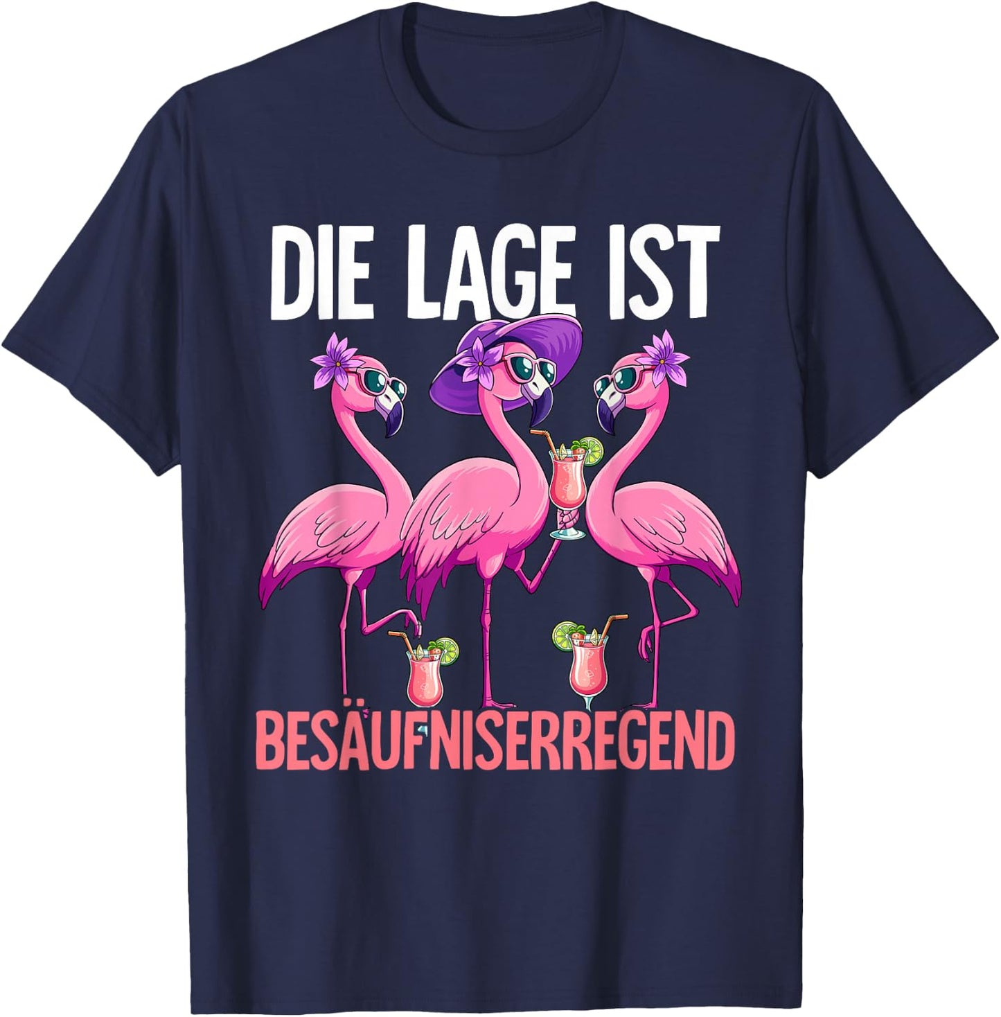 with German Text "Die Lage Ist Besäufniserregend, black T-Shirt - T-Shirt | Navy