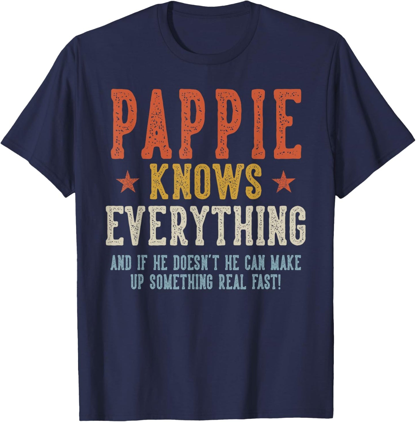 PAPPIE Knows Everything Father's Day Retro Vintage T-Shirt - T-Shirt | Navy