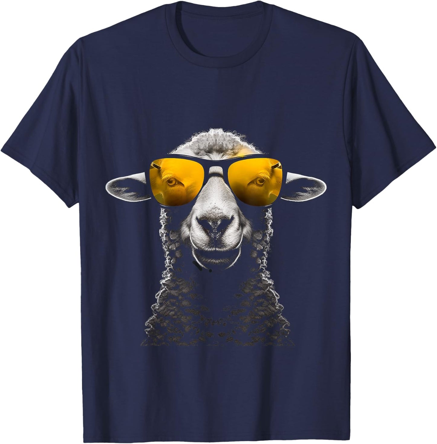 Schaf Sonnenbrille Kunst Tier Illustration Grafik Schaf T-Shirt - T-Shirt | Navy