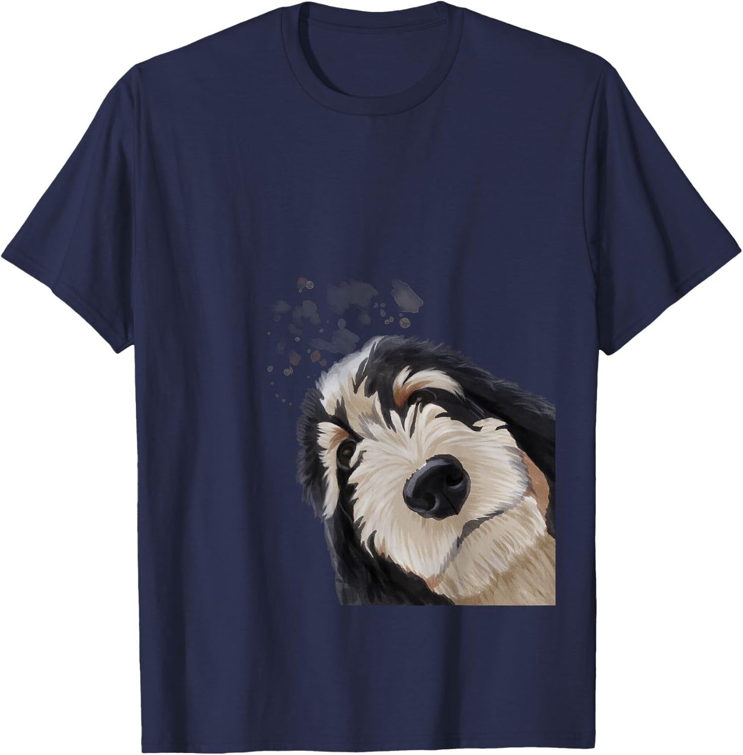 Funny Curious Dog Bernedoodle T-Shirt - T-Shirt | Navy