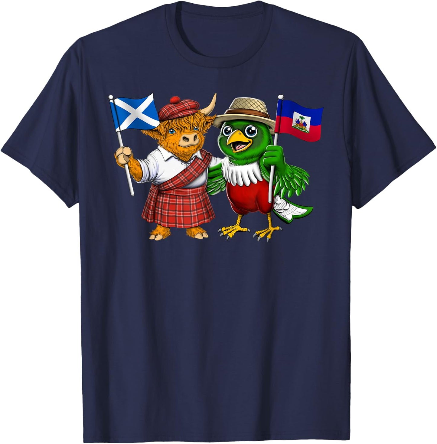 Scotland Haiti Flag Scottish Roots Proud Haitian Heritage T-Shirt - T-Shirt | Navy