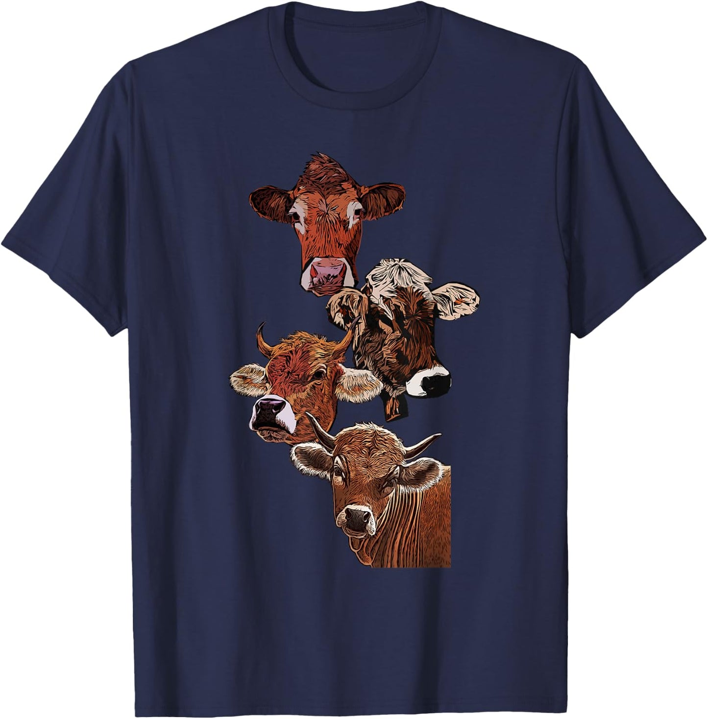 Jersey Kuhmotiv Landwirt Kuh Design Aufdruck mit Rind Grafik T-Shirt - T-Shirt | Navy