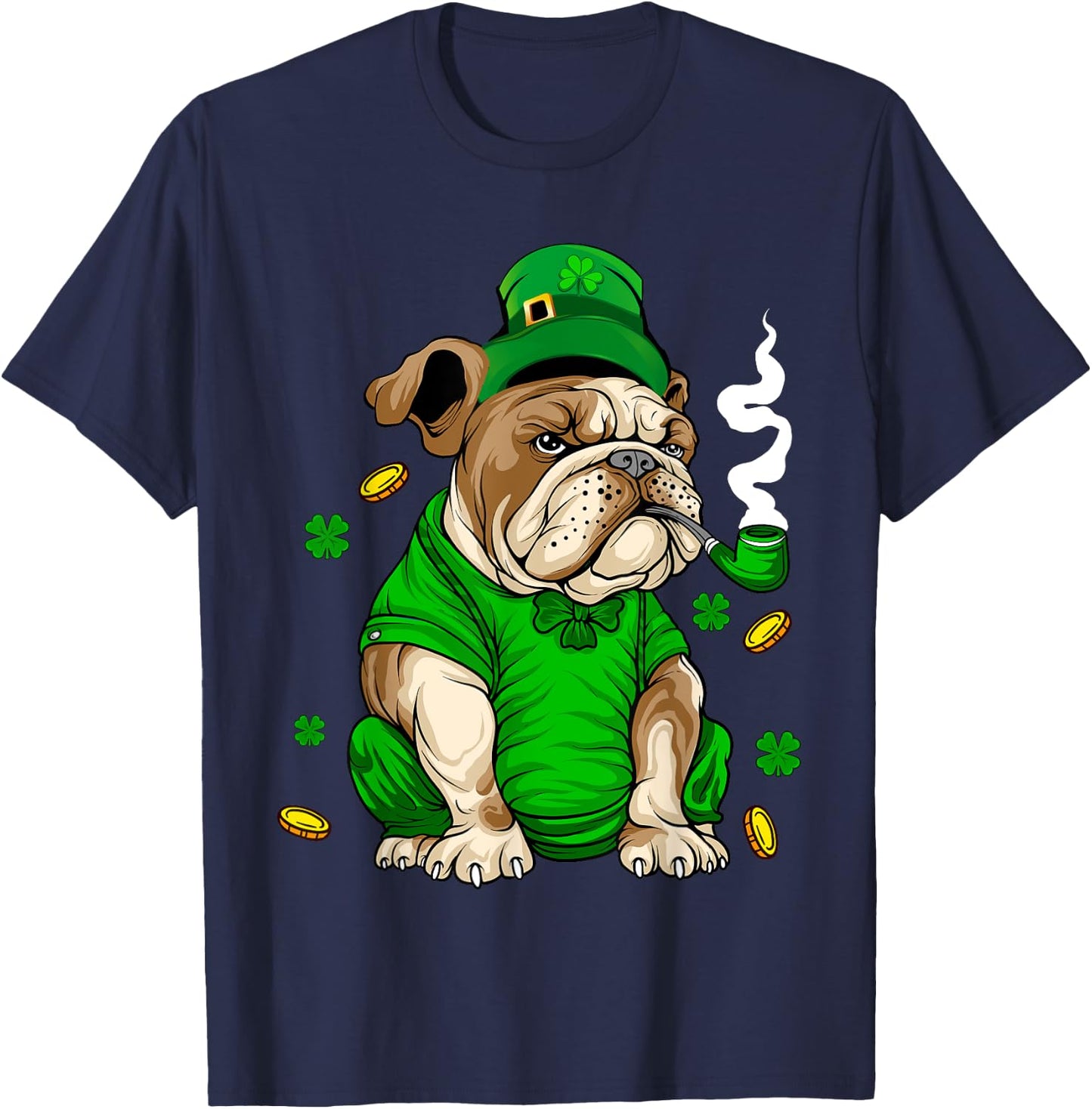 St Patricks day Bulldog Dog irish Saint Patrick Day Women Kids T-Shirt - T-Shirt | Navy