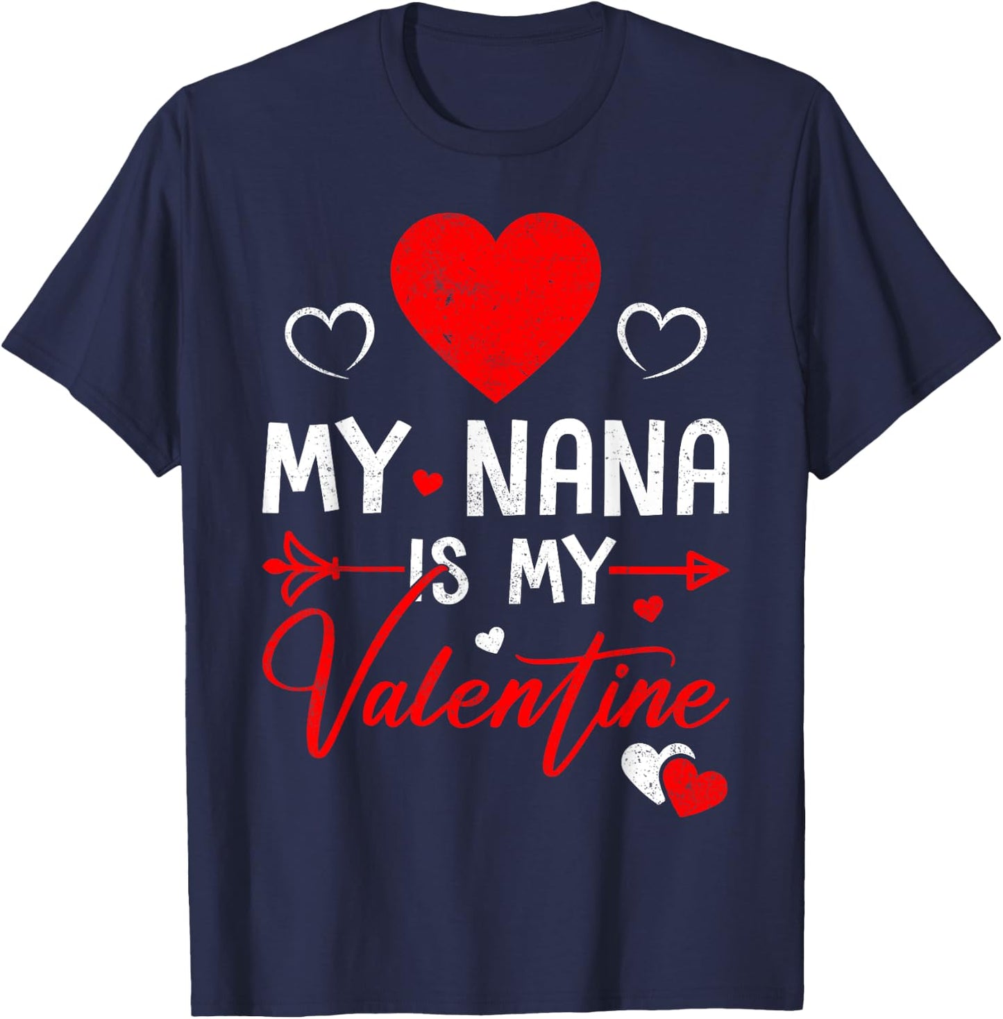 Family Matching Love Heart My Nana Is My Valentine T-Shirt - T-Shirt | Navy