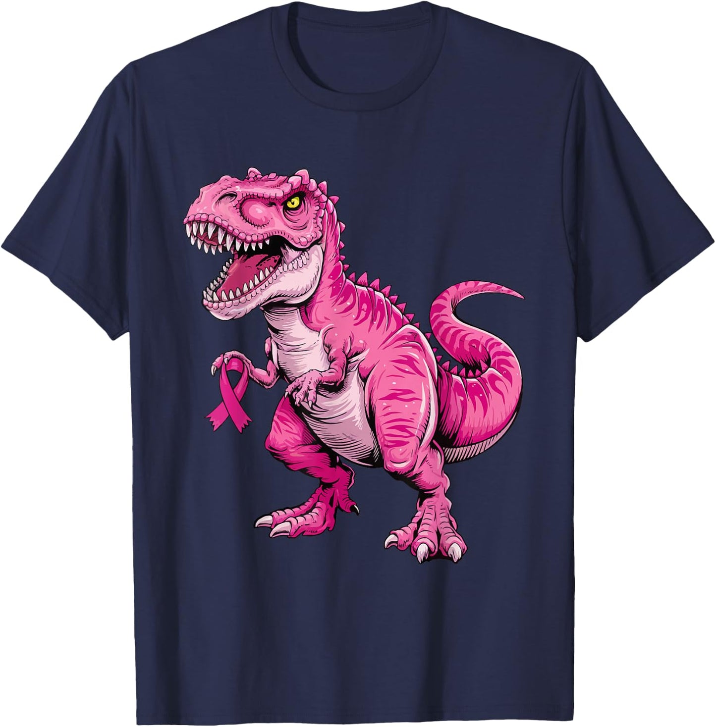Dinosaur Breast Cancer Awareness Pink Ribbon For Kids Boys T-Shirt - T-Shirt | Navy