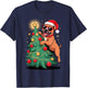 Christmas Tree Staffordshire Bull Terrier Sunglasses Staffy T-Shirt - T-Shirt | Navy