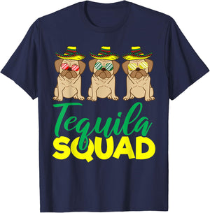 Tequila Squad Pug Matching Cinco De Mayo Mexican Team Gift T-Shirt - T-Shirt | Navy