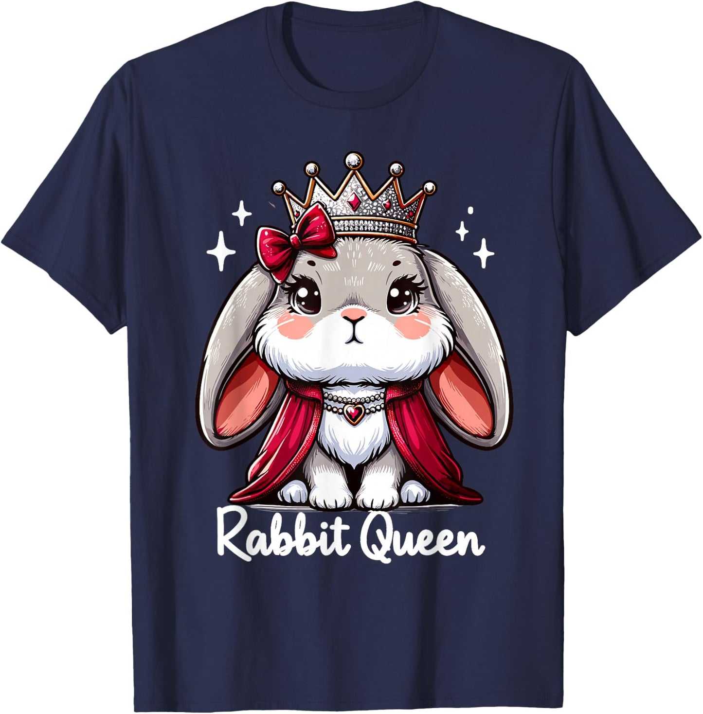 Rabbit Queen | Girls Bunny Lover Design | Rabbit T-Shirt - T-Shirt | Navy