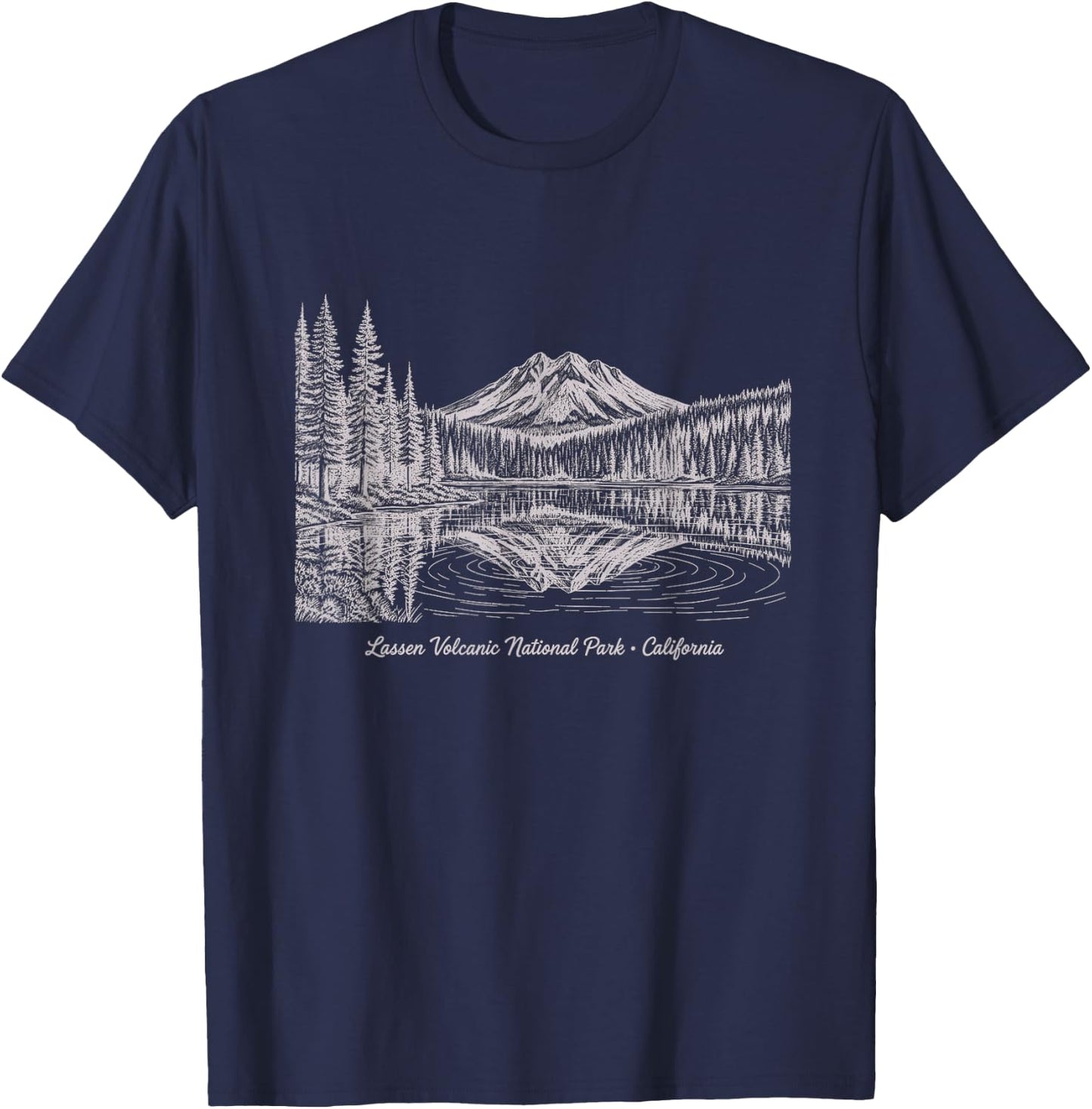 Vintage Lassen Volcanic National Park California Design T-Shirt - T-Shirt | Navy