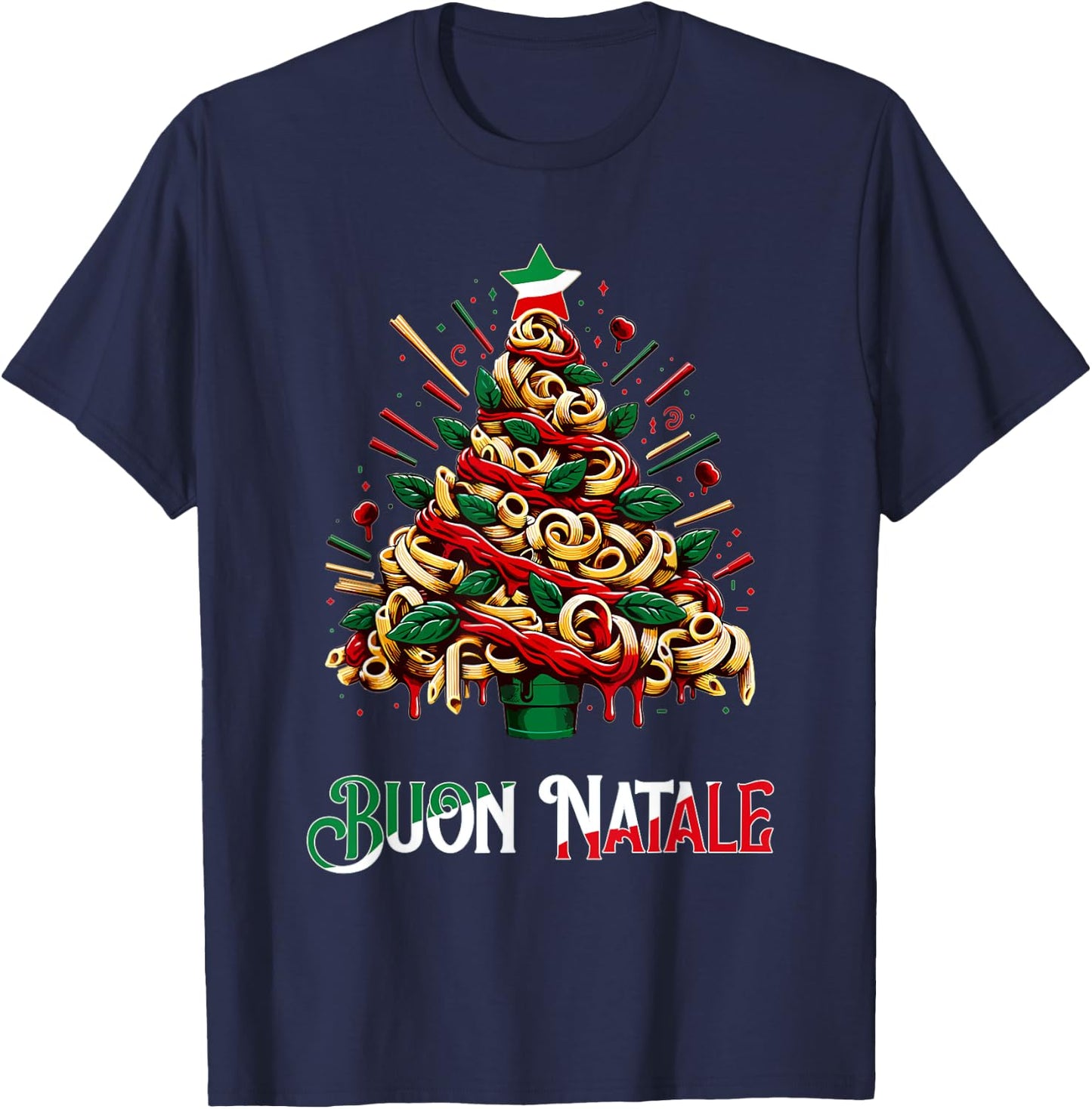 Buon Natale Italian Pasta Christmas Tree Xmas Women T-Shirt - T-Shirt | Navy