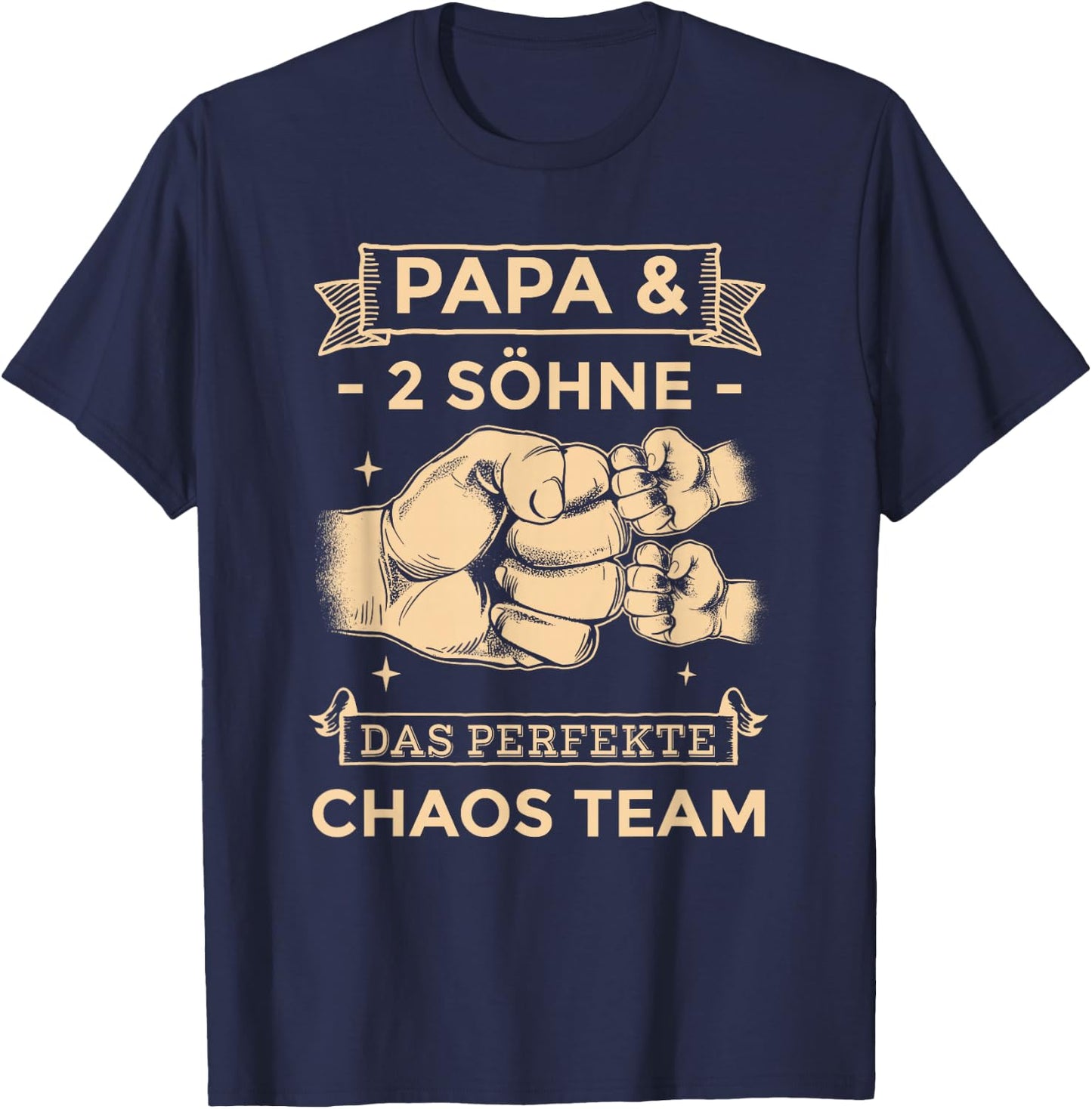 Papa & 2 Söhne Chaos Team Partnerlook Männertag Vatertag T-Shirt - T-Shirt | Navy