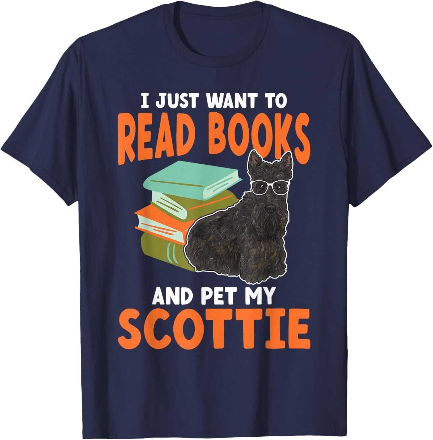 Scottish Terrier Read Books Scottie Dog T-Shirt - T-Shirt | Navy