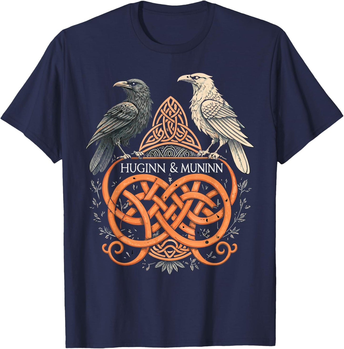 Celtic Knotwork Ravens – Huginn & Muninn Viking T-Shirt - T-Shirt | Navy