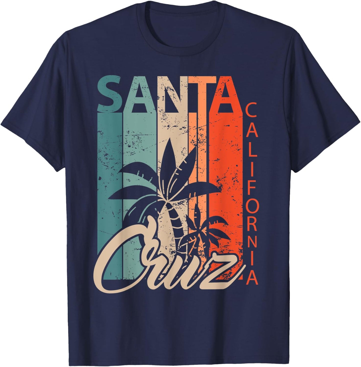 Santa Cruz California surfer skater vintage retro 70s T-Shirt - T-Shirt | Navy