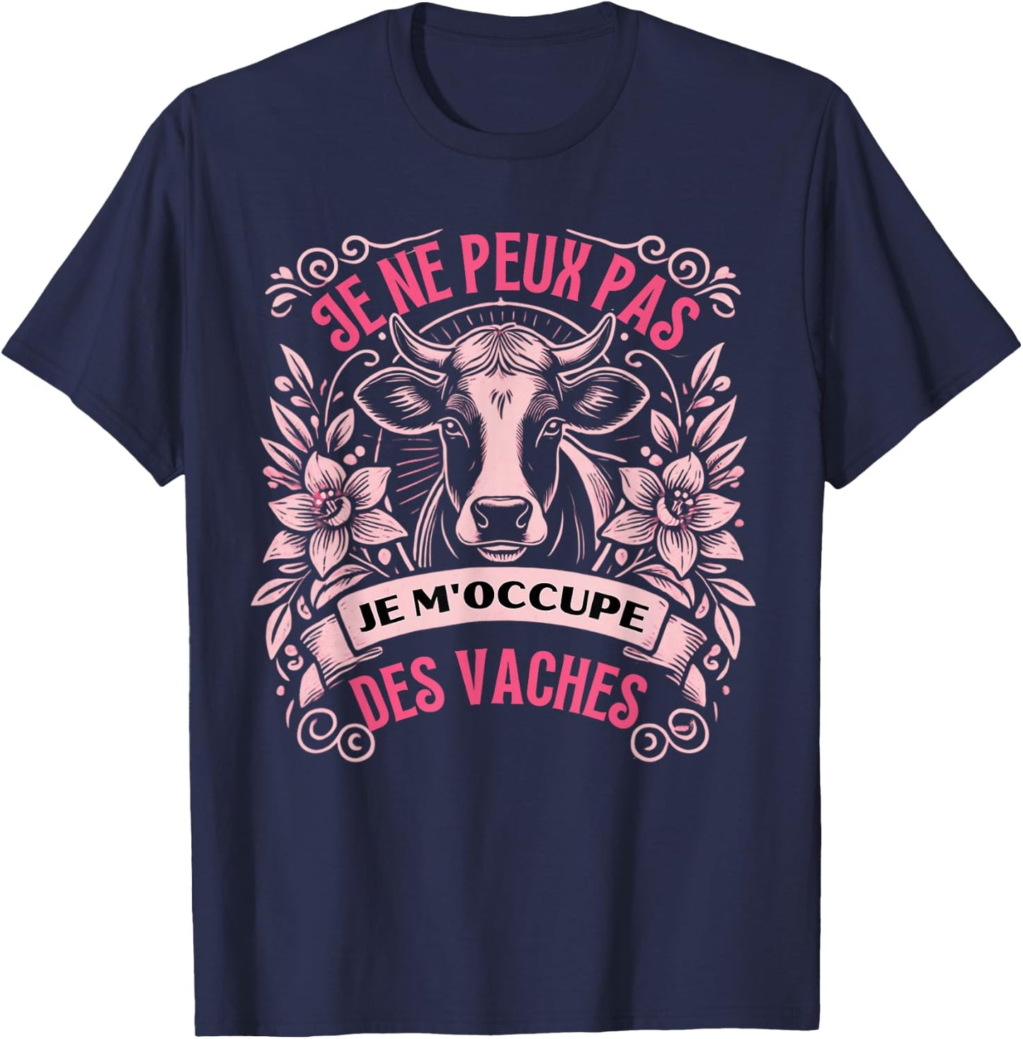 Humor Cow Women Farmer Farmer Cows , Black, S T-Shirt - T-Shirt | Navy