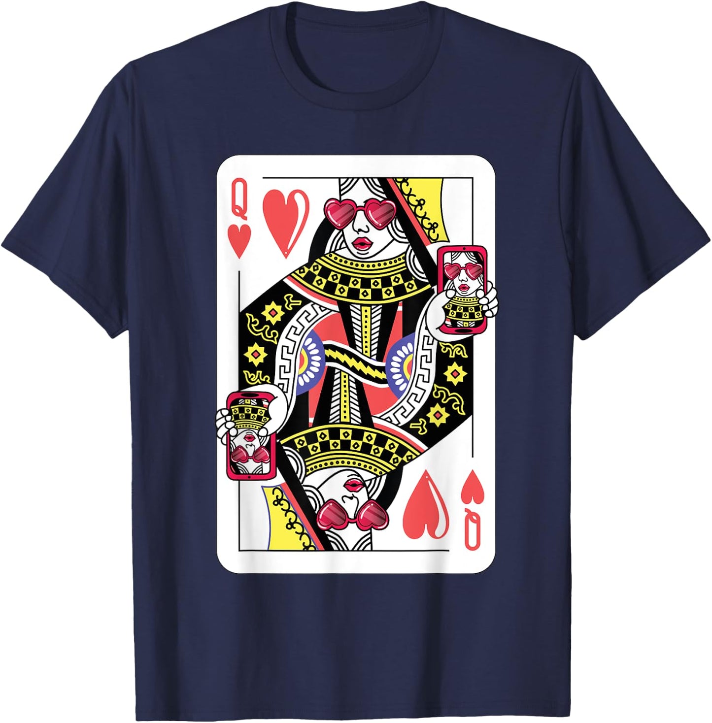 Queen Of Hearts Funny Playing Card Shirt. Poker Costume Gift T-Shirt - T-Shirt | Navy