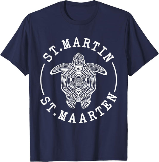St. Martin St Maarten Turtle Caribbean Beach Vacation T-Shirt - T-Shirt | Navy