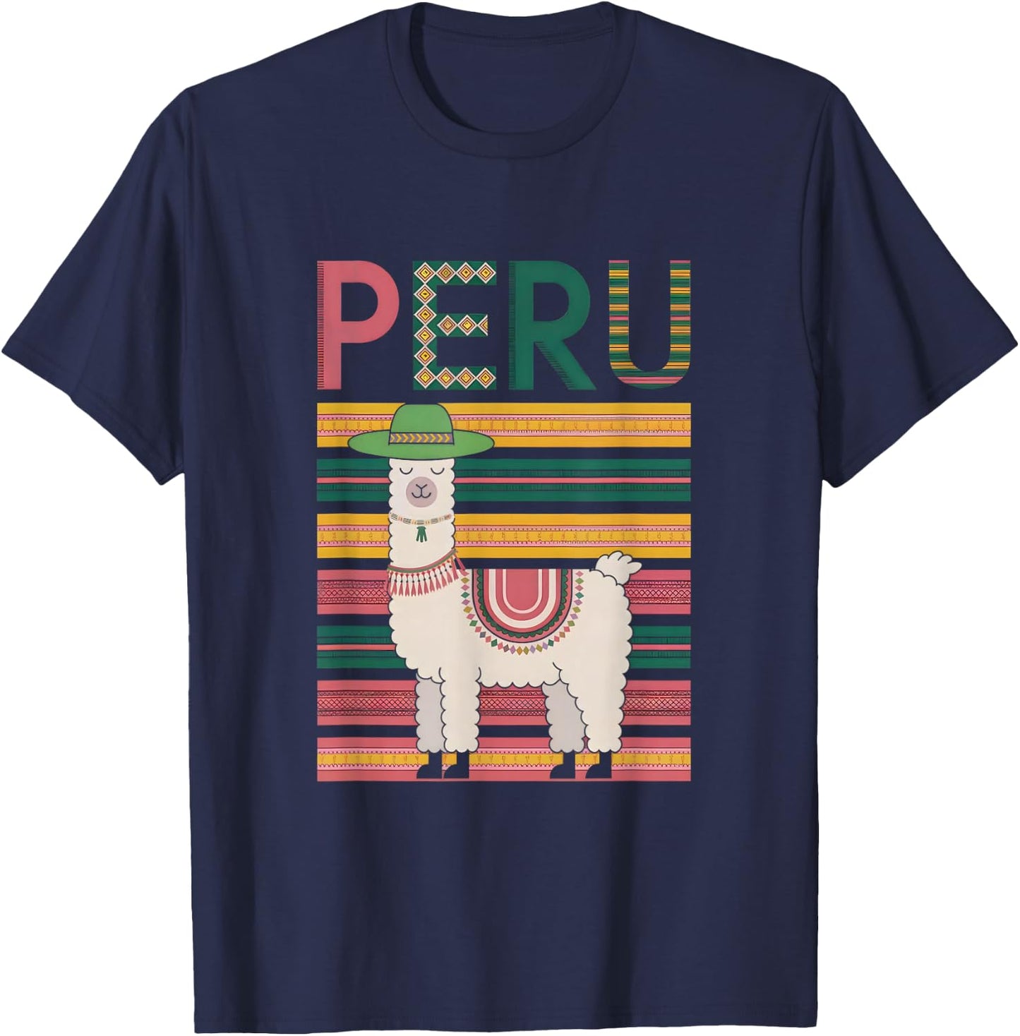 Lovely Peruvian Llama from Peru - Fun Design from Peru T-Shirt - T-Shirt | Navy