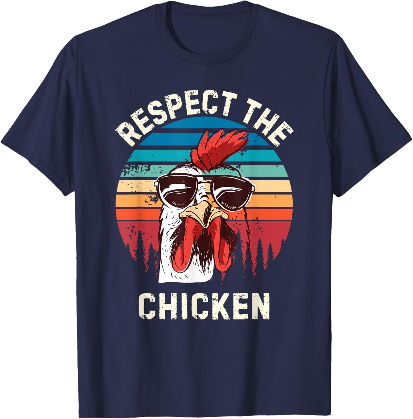 Retro Respect The Chicken Vintage Grunge Chicken Lover T-Shirt - T-Shirt | Navy
