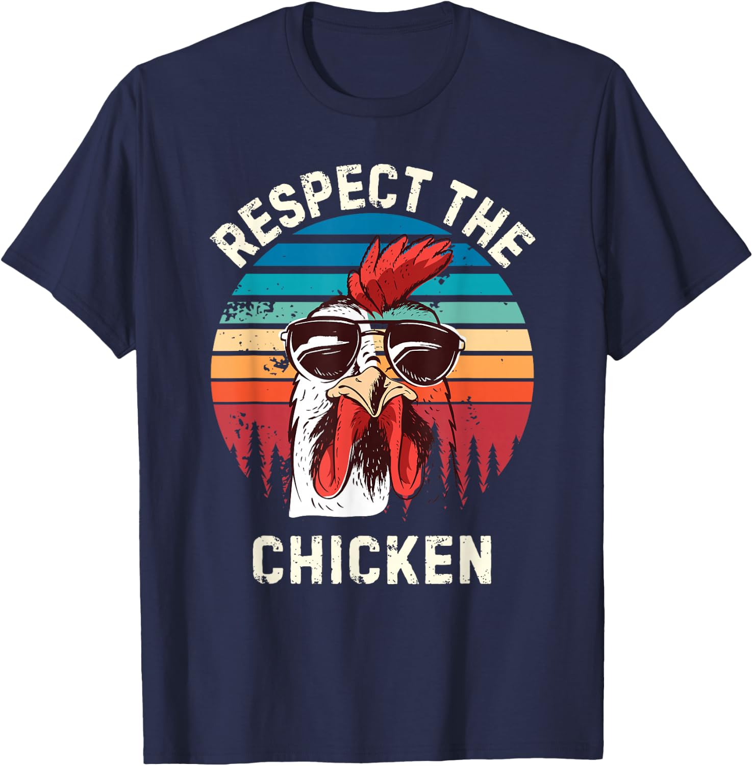 Retro Respect The Chicken Vintage Grunge Chicken Lover T-Shirt - T-Shirt | Navy