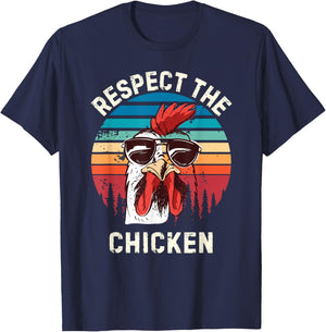 Retro Respect The Chicken Vintage Grunge Chicken Lover T-Shirt - T-Shirt | Navy