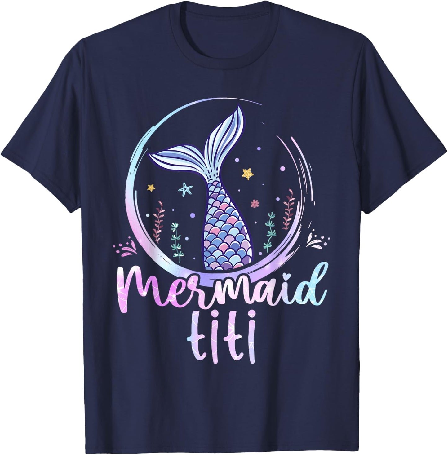 Mermaid Titi Birthday Mermaid Girls Beach Mermaid Tail T-Shirt - T-Shirt | Navy