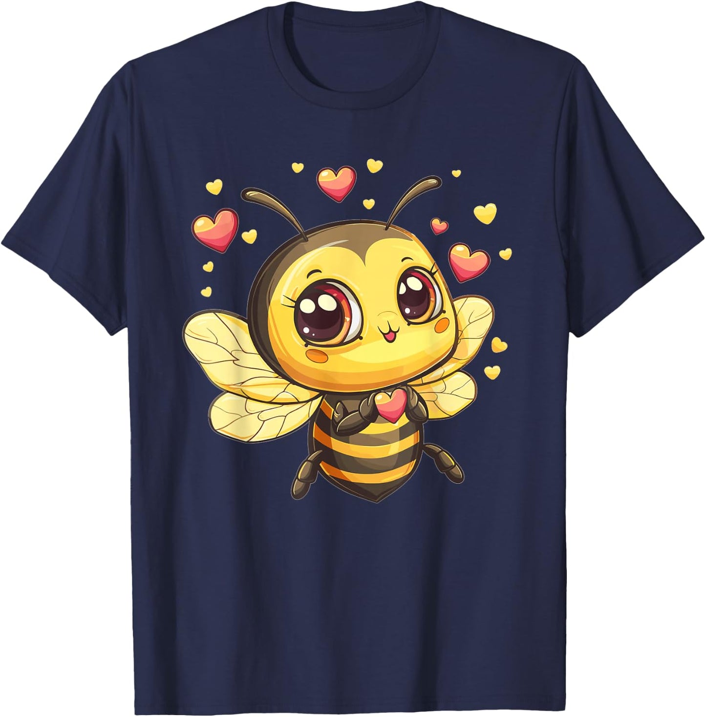 Cute Bee With Hearts I Kids Bee T-Shirt - T-Shirt | Navy