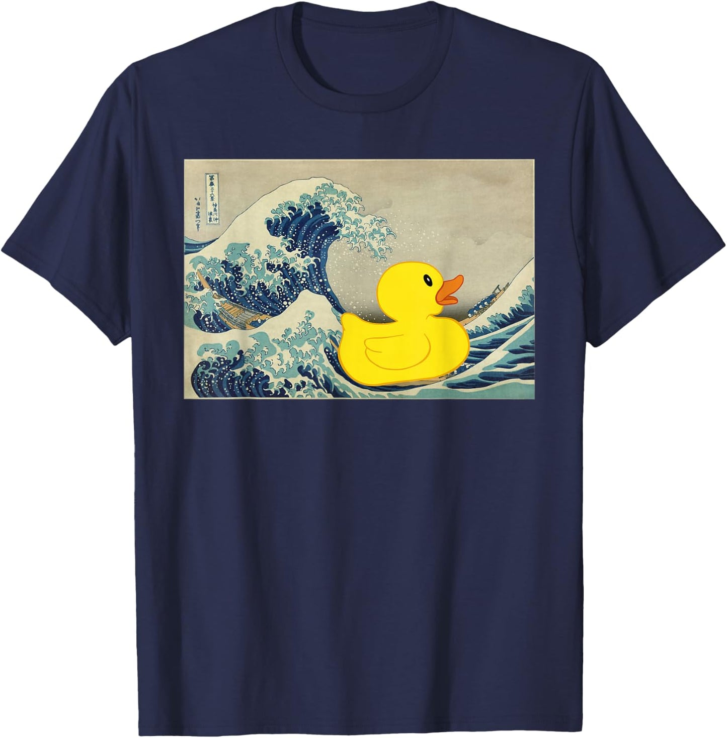 Rubber Duck on The Great Wave off Kanagawa T-Shirt - T-Shirt | Navy