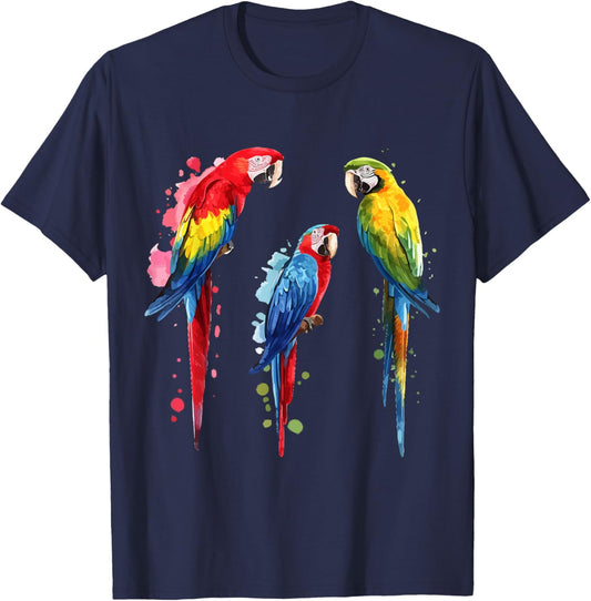 Colourful Parrot Watercolor , black T-Shirt - T-Shirt | Navy