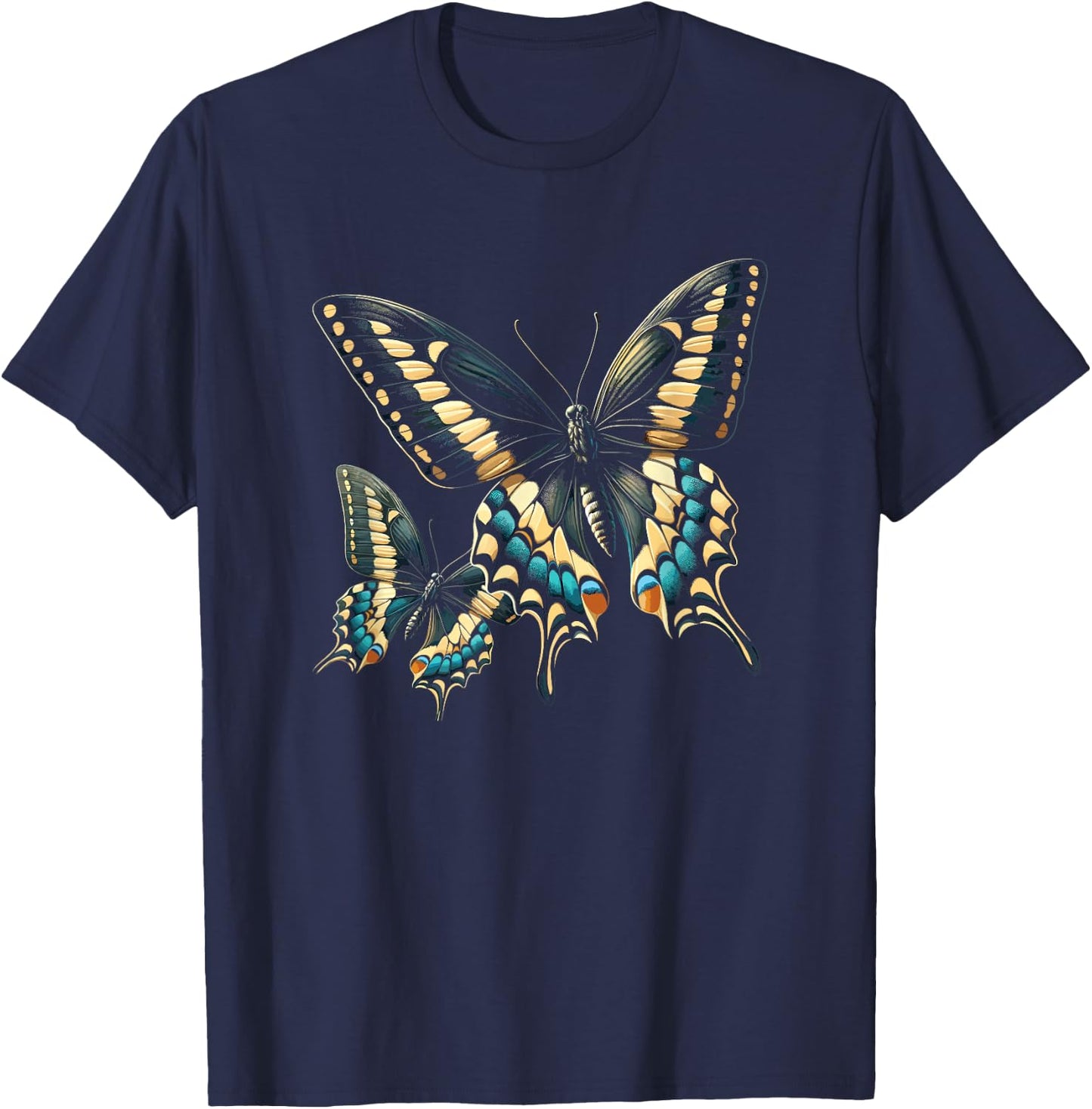 Butterfly Lover Entomology Bug Black Swallowtail Butterfly T-Shirt - T-Shirt | Navy