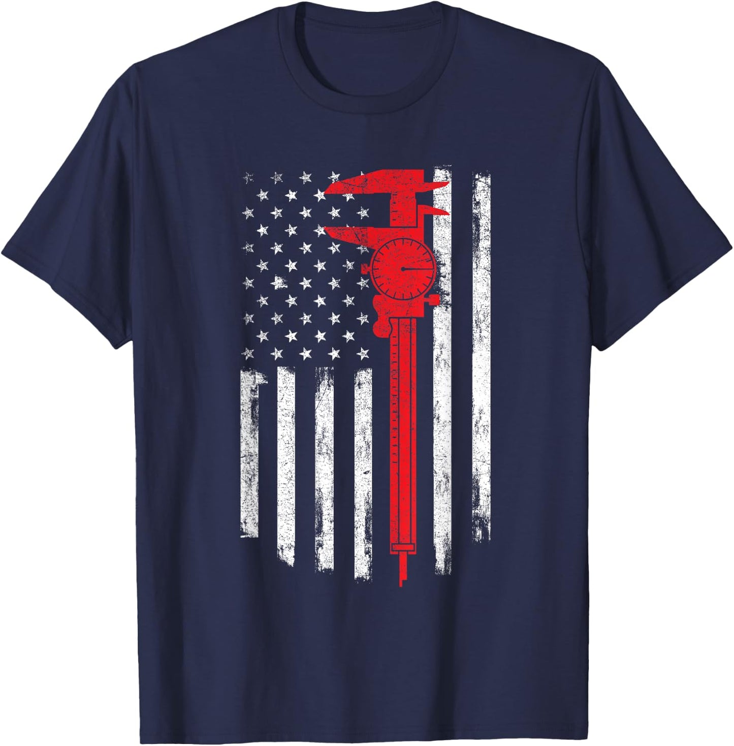 Mechanic Tools - American Flag Machinist Machine Operator T-Shirt - T-Shirt | Navy