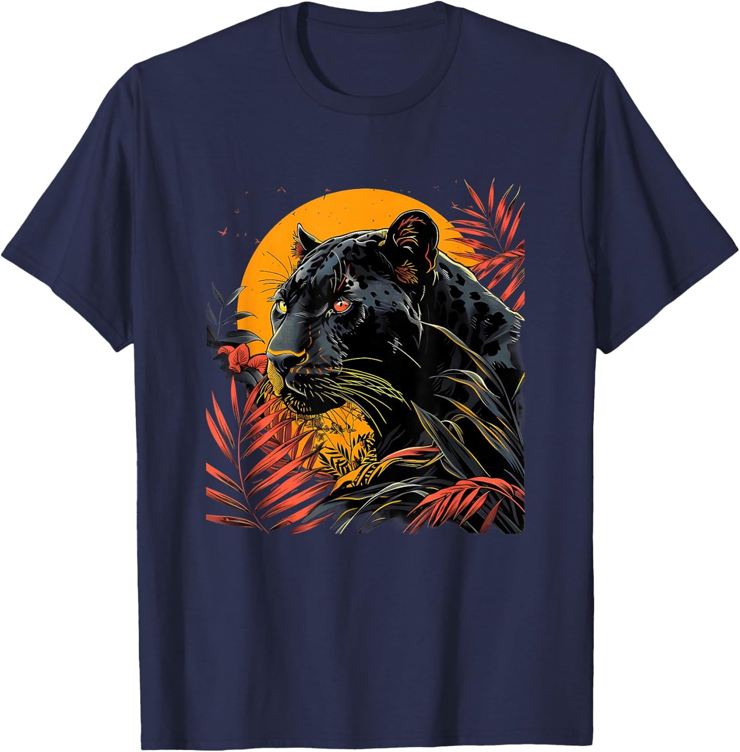 Panther Moon Artwork Wildlife Panther Lover Animal Art T-Shirt - T-Shirt | Navy