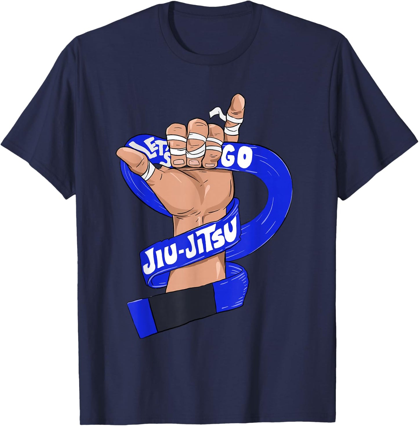 Let's Go BJJ, Jiu Jitsu, Shaka Sign, Blue Belt T-Shirt - T-Shirt | Navy