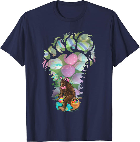 Bigfoot Carring Eggs Easter Bigfoot Easter Costume T-Shirt - T-Shirt | Navy