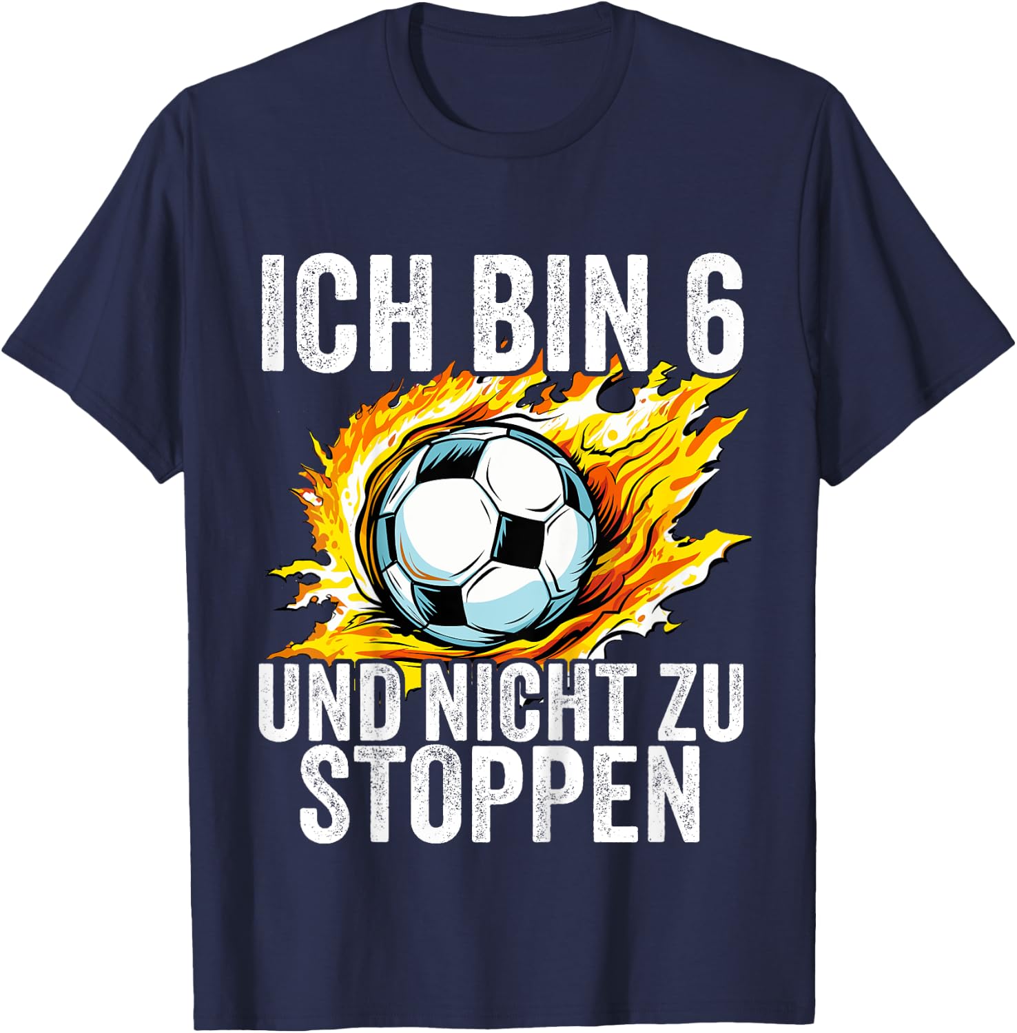 Kinder 6. Geburtstag Jungs 6 Jahre Junge Fußball Fußballer Sechs T-Shirt - T-Shirt | Navy