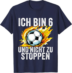 Kinder 6. Geburtstag Jungs 6 Jahre Junge Fußball Fußballer Sechs T-Shirt - T-Shirt | Navy